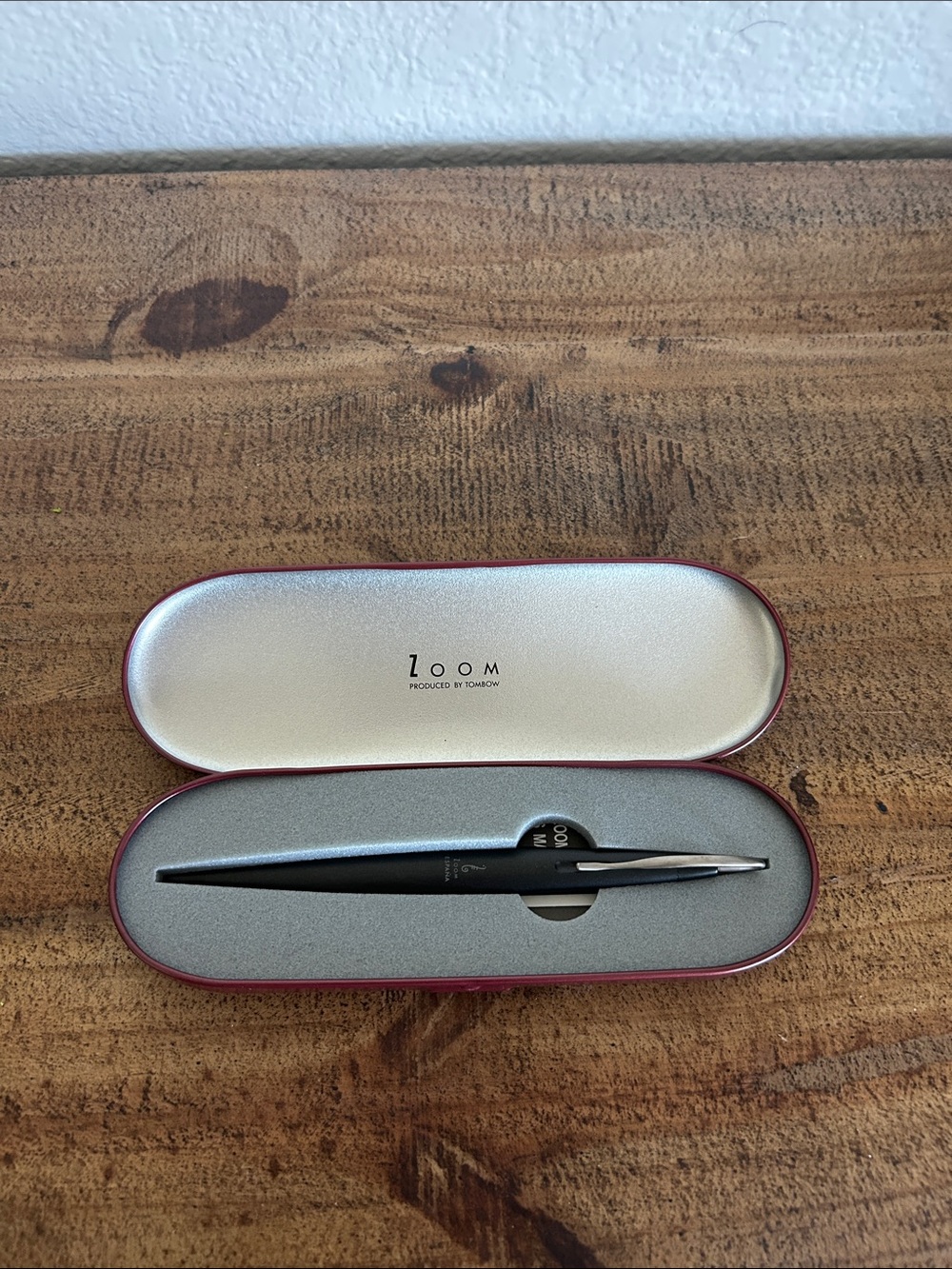 Zoom Matte Black Ballpoint Pen with Silver Clip in Case